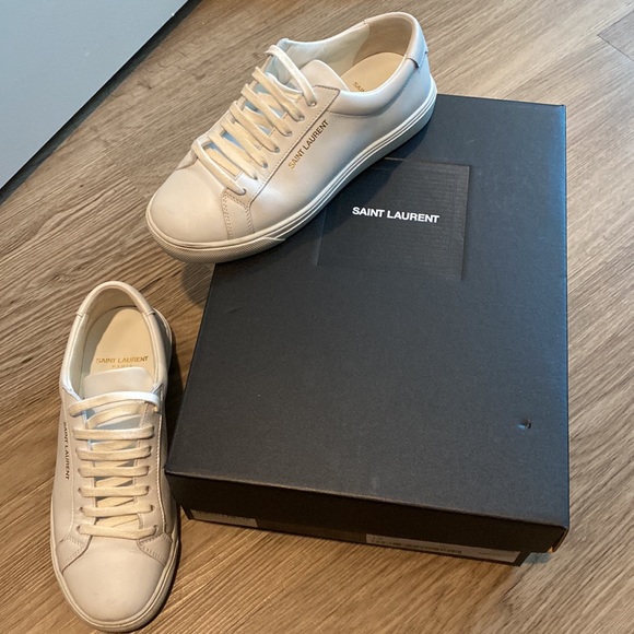 SAINT LAURENT Andy Leather Sneakers in White | Women's 35.5 / 5.5 - Picture 11 of 14